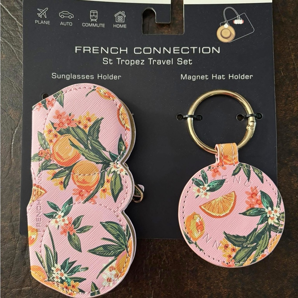 French Connection Pink Floral Sunglasses Holder Set